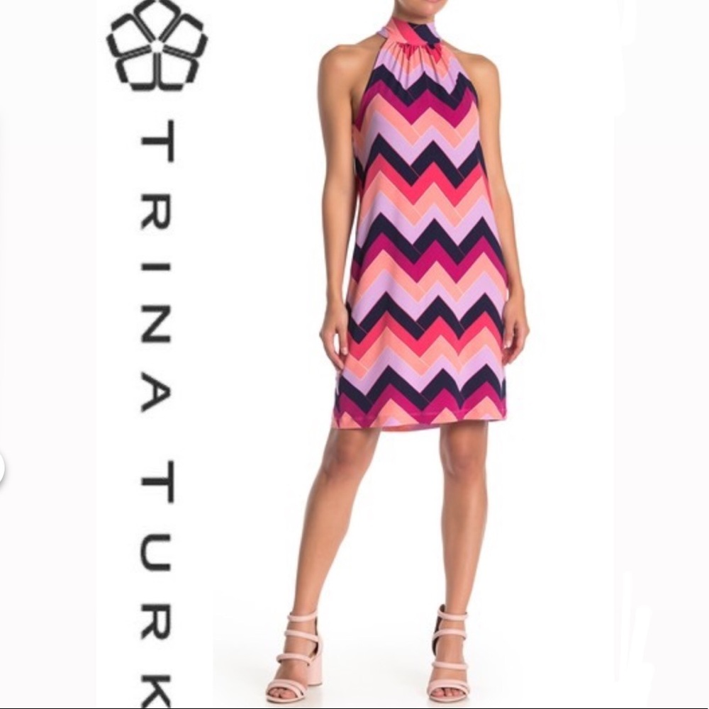 Trina Turk pink chevron dress